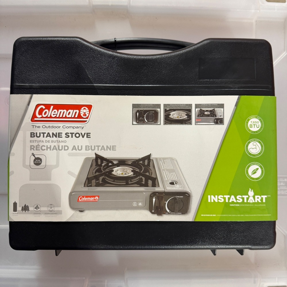 Coleman Instastart Butane Stove 1-Burner Portable Camping Stove with Case